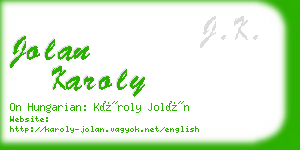 jolan karoly business card